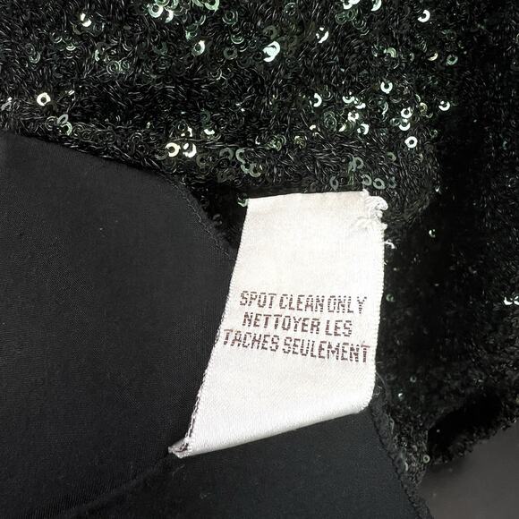 Badgley Mischka Green Sequin black Gown Size 6 V back Designer Formal - Picture 14 of 16